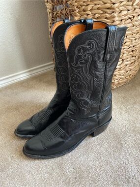 Lucchese Men's Cordoba Cowboy Boots 1883 Luxury Western Black Leather Utility